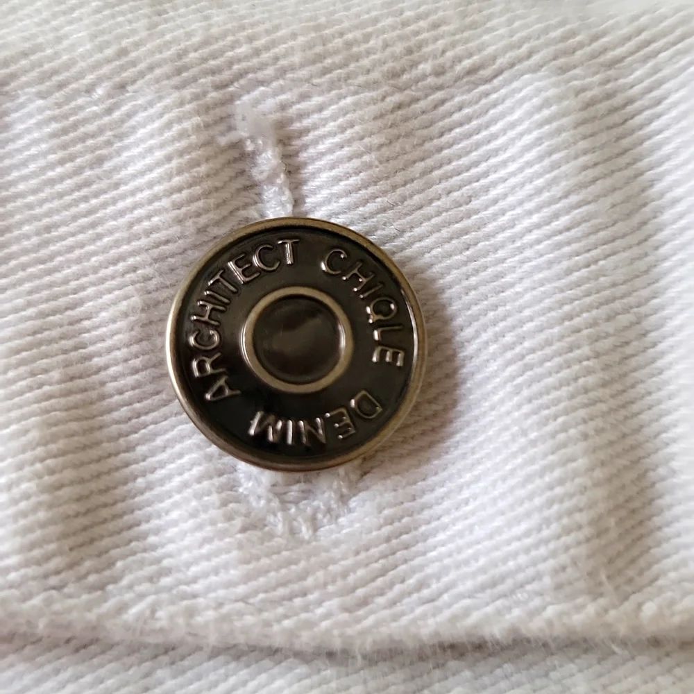 ChiQle Girls White Denim Vest Patched Button Down Collared Size Medium 7/8